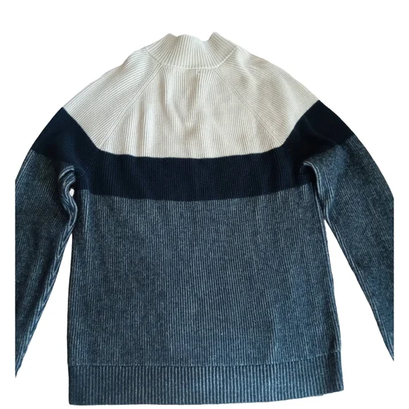 Banana Republic Men's Button Up Sweater - Cream, Navy, Gray Coastal, Preppy - Picture 9 of 11